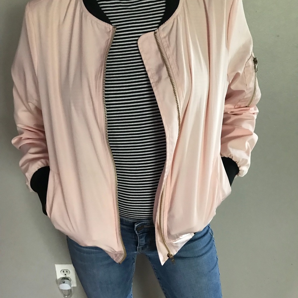 Pink and black bomber jacket